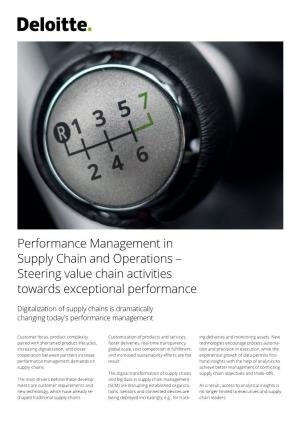 Performance Management in Supply Chain and Operations – Steering Value Chain Activities Towards Exceptional Performance
