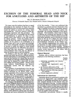EXCISION of the FEMORAL HEAD and NECK for ANKYLOSIS and ARTHRITIS of the HIP by J