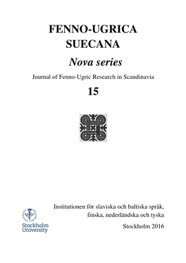 FENNO SUECANA FENNO-UGRICA SUECANA Nova Series 15 UGRICA