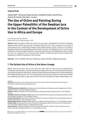 The Use of Ochre and Painting During the Upper Paleolithic of the Swabian Jura in the Context of the Development of Ochre Use in Africa and Europe