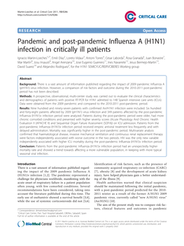 (H1N1) Infection in Critically Ill Patients