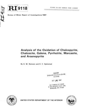 Analysis of the Oxidation of Chalcopyrite,Chalcocite, Galena