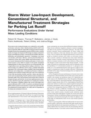 Storm Water Low-Impact Development, Conventional Structural, And