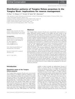 Distribution Patterns of Yangtze Finless Porpoises in The