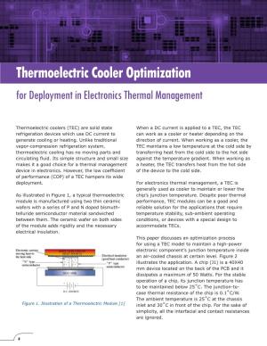 Thermoelectric Cooler Optimization for Deployment in Electronics Thermal Management
