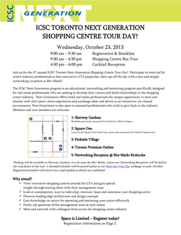 Icsc Toronto Next Generation Shopping Centre Tour Day!