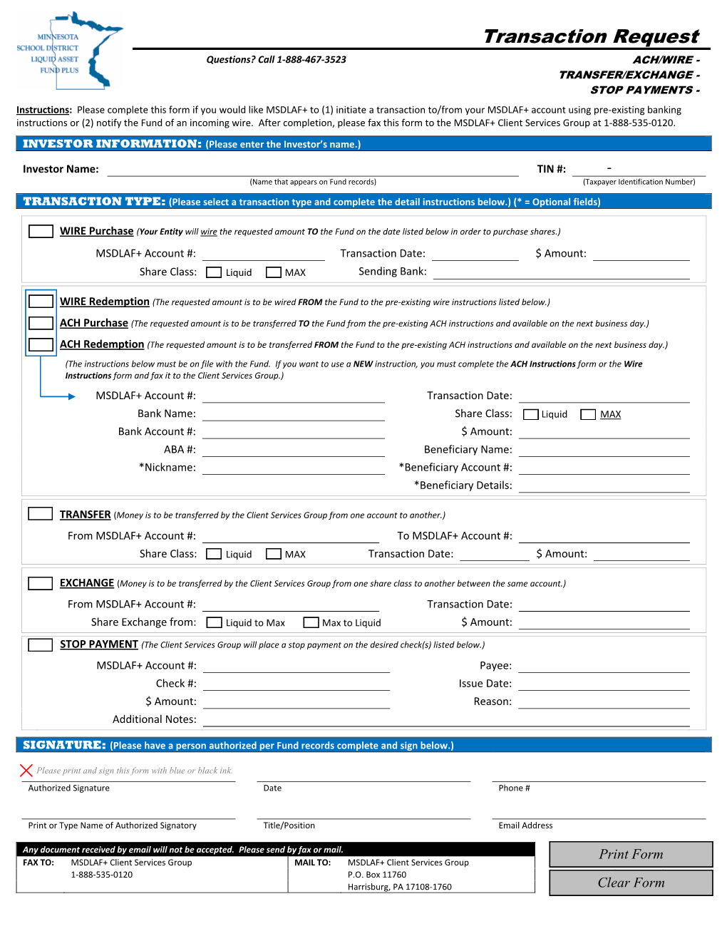 Transaction Request Form