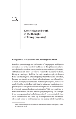 Knowledge and Truth in the Thought of Jizang (549–623)