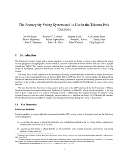 The Scantegrity Voting System and Its Use in the Takoma Park Elections