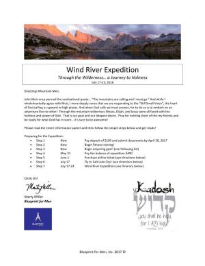 Wind River Expedition Through the Wilderness… a Journey to Holiness July 17-23, 2016