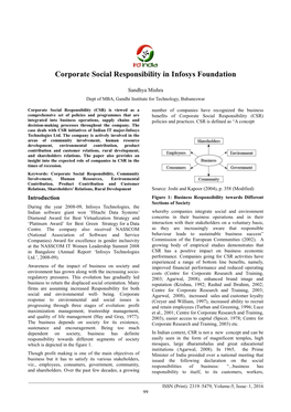 Corporate Social Responsibility in Infosys Foundation