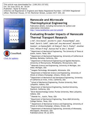 Nanoscale and Microscale Thermophysical Engineering