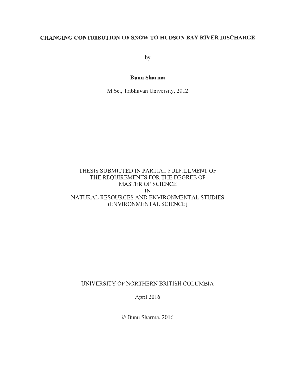 Changing Contribution of Snow to Hudson Bay River Discharge