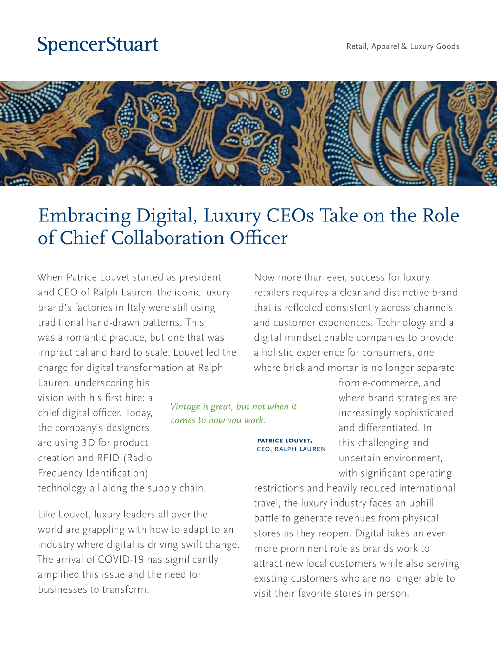 Embracing Digital, Luxury Ceos Take on the Role of Chief Collaboration Officer