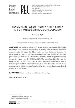 Tensions Between Theory and History in Von Mises’S Critique of Socialism