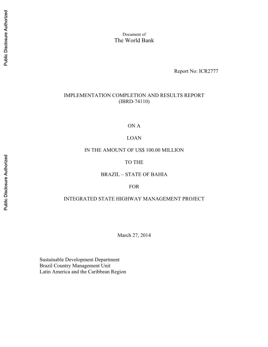 World Bank Document