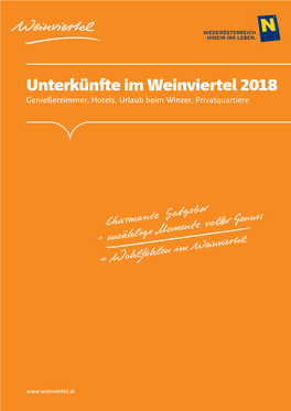 Unterkünfte Im Weinviertel 2018