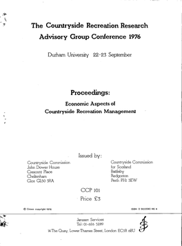 The Countryside Recreation Research Advisory Group Conference 1976