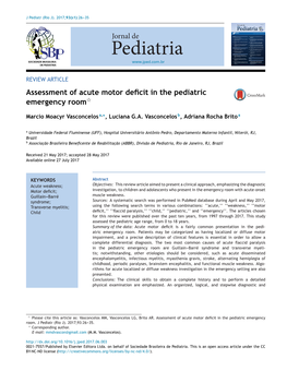 Assessment of Acute Motor Deficit in the Pediatric Emergency Room