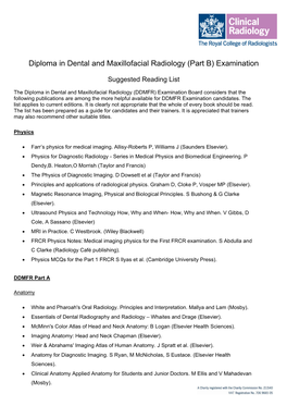 Diploma in Dental and Maxillofacial Radiology (Part B) Examination