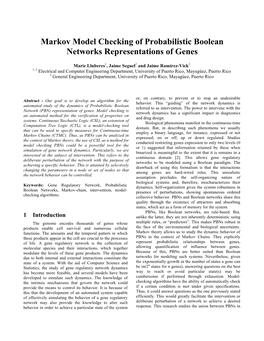 Markov Model Checking of Probabilistic Boolean Networks Representations of Genes