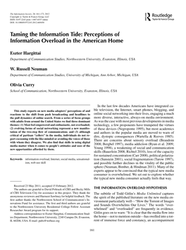 Perceptions of Information Overload in the American Home
