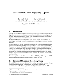 The Common Locale Repository - Update