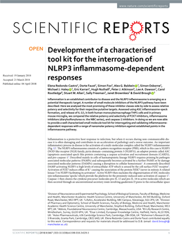 Development of a Characterised Tool Kit for the Interrogation of NLRP3
