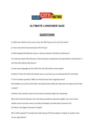 Ultimate Londoner Quiz Questions