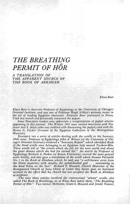 The Breathing Permit of Hor." Two Former Mormons, Grant S