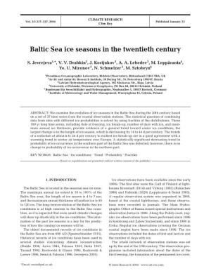 Baltic Sea Ice Seasons in the Twentieth Century