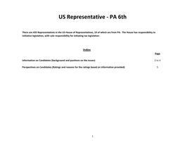US Representative - PA 6Th