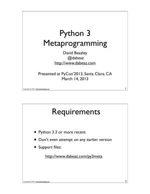 Python 3 Metaprogramming Requirements