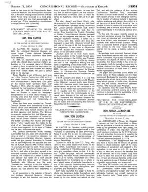 CONGRESSIONAL RECORD — Extensions of Remarks E1951 Work He Has Done in the Pennsylvania Asso- Lives of Some 50 Rhodes Jews