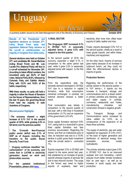 Uruguay in Focus a Quarterly Bulletin Issued by the Debt Management Unit of the Ministry of Economy and Finance October 2019