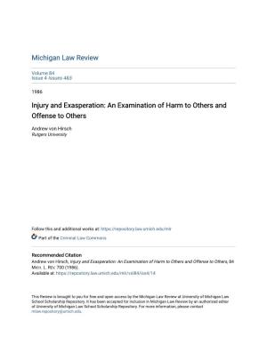 Injury and Exasperation: an Examination of Harm to Others and Offense to Others