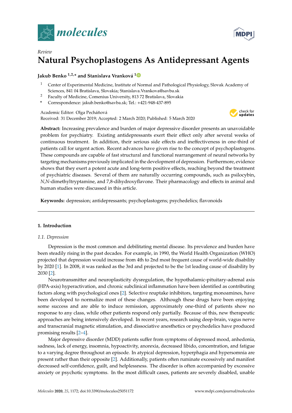 Natural Psychoplastogens As Antidepressant Agents