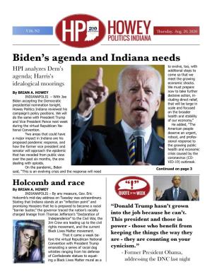 Biden's Agenda and Indiana Needs
