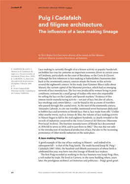 Puig I Cadafalch and Filigree Architecture. the Influence of a Lace-Making Lineage