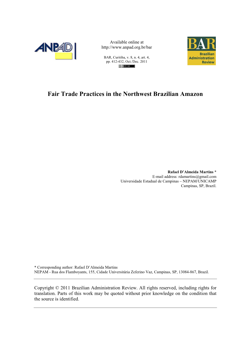 An Analysis of Fair Trade Practices in the Brazilian Amazon