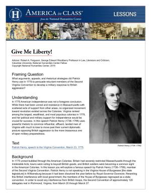 Patrick Henry and "Give Me Liberty!"