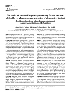 The Results of Calcaneal Lengthening Osteotomy for the Treatment of Flexible Pes Planovalgus and Evaluation of Alignment Of