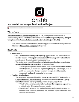 Narmada Landscape Restoration Project