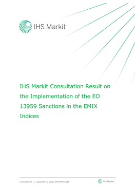 IHS Markit Consultation Result on the Implementation of the EO 13959 Sanctions in the EMIX Indices