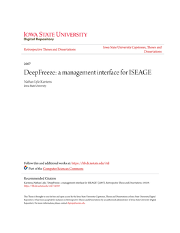 Deepfreeze: a Management Interface for ISEAGE Nathan Lyle Karstens Iowa State University