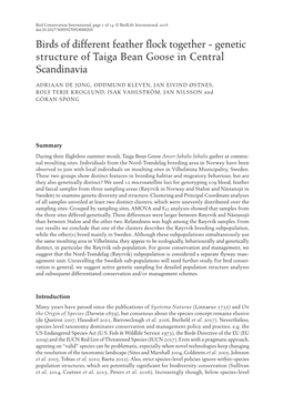 Genetic Structure of Taiga Bean Goose in Central Scandinavia