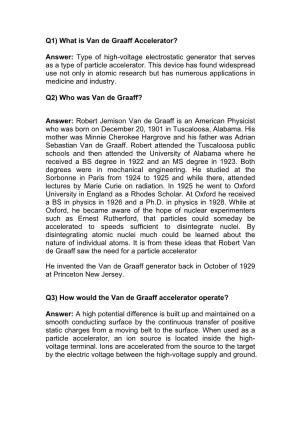 1) What Is Van De Graaff Accelerator?