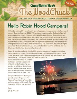 Robin Hood Camper Newsletter