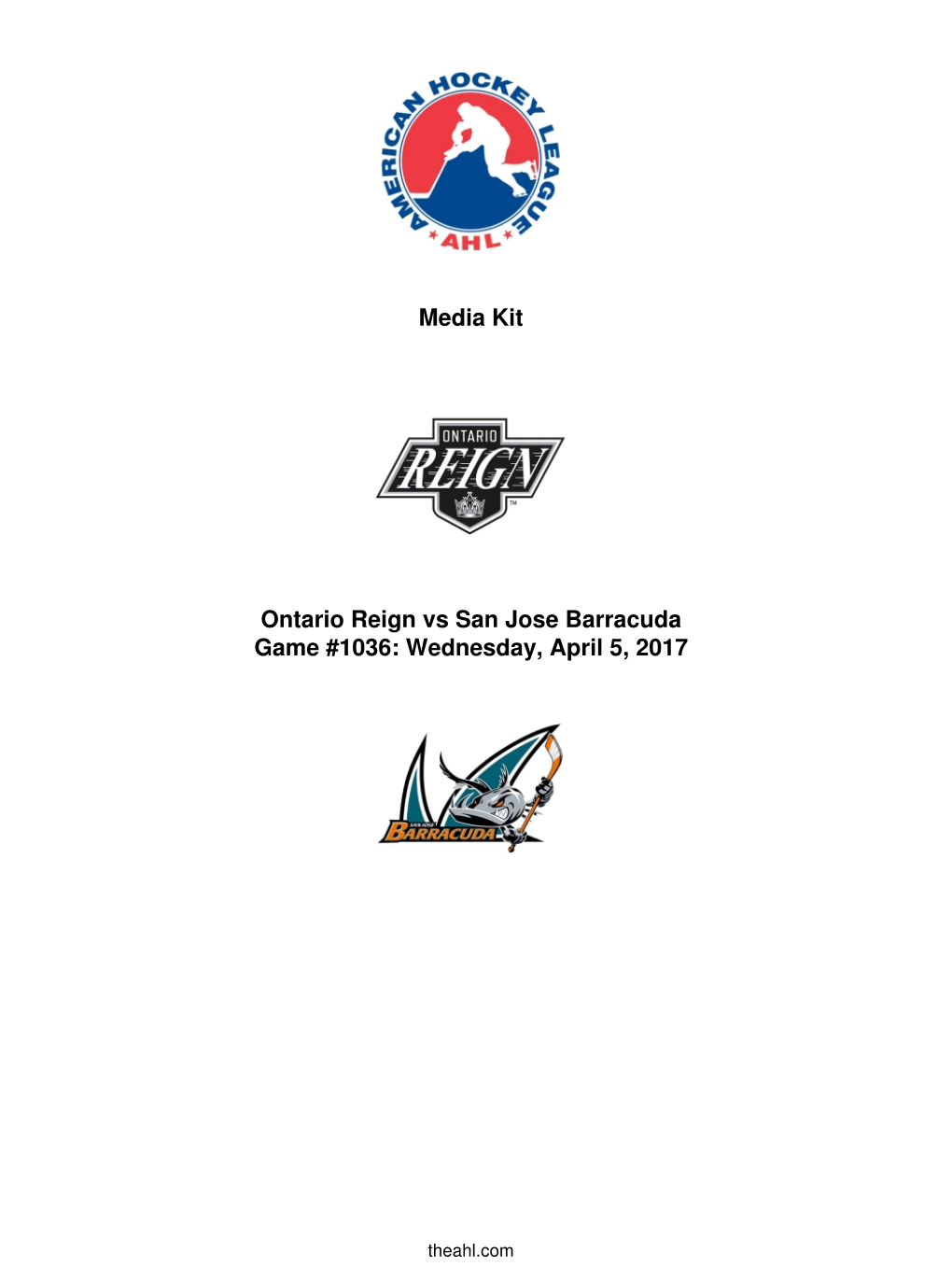 Media Kit Ontario Reign Vs San Jose Barracuda Game #1036