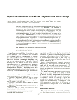 Superficial Siderosis of the CNS: MR Diagnosis and Clinical Findings